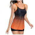 thumbnail image 3 of Womens 2025 Tankini Swimsuits Tummy Control Flowy Swimwear Two Piece Bathing Suits Swim Tank Top with Boyshorts Orange Color XL, 3 of 9