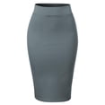 thumbnail image 1 of MixMatchy Women's Waist Band Midi Stretchy Ponte Basic Knee Pencil Skirt, 1 of 3