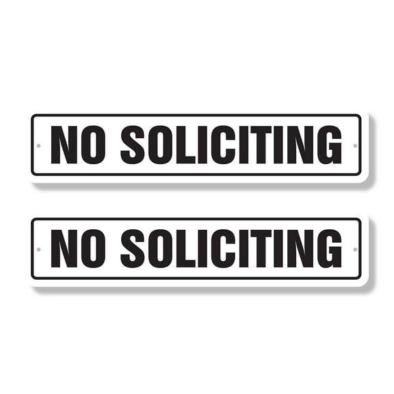 NO SOLICITING Classic Street Sign (2 Pack) SOLICITING SIGN solicitation keep stay Road Sign | 6" X 24" Plastic Address Sign