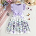 thumbnail image 2 of Rovga dresses for girls Solid color butterflies Graphic Round Neck Sundress Sleeveless Bowknot Ruffles Princess Dance Party Dresses 6-7 Years Adorable Playsuit, 2 of 8