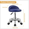 thumbnail image 2 of KKTONER Blue Low Backrest Rolling Stools with Footrest Stool Chair with Wheels Swivel Salon Stool for Spa Massage Tattoos Work, 2 of 4
