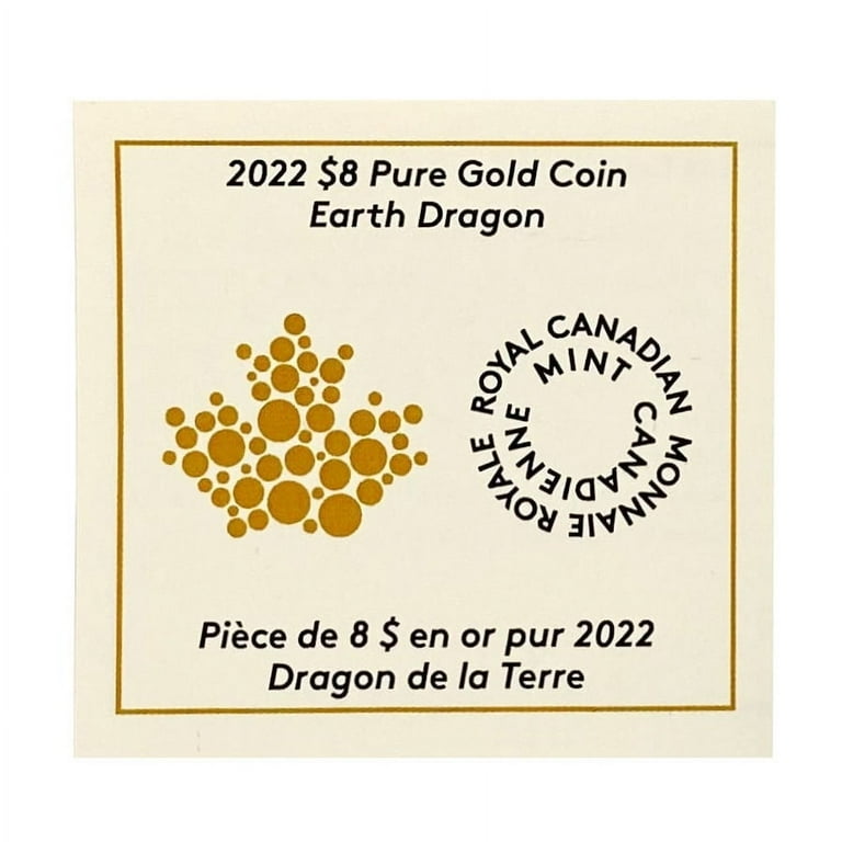Royal Canadian Mint, 2022 Canada 1/20 oz Earth Dragon Proof Gold