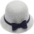 thumbnail image 4 of CoCopeaunts Elegant Adults Solid Bowler Hat Blue Bow Hatbands Bucket Hat for Women Girls Autumn Winter Party Wedding Fedora Hats, 4 of 8