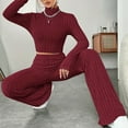 thumbnail image 4 of Bixock Women Fall and Winter Outfit Set,Women Two-piece Set,Women's Two-Piece Set Fall and Winter Knit Long Sleeve Round Neck Top and Loose Pants Casual Outfit Set, 4 of 5