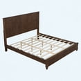 thumbnail image 4 of Walnut Solid Wood King Platform Bed Frame with Tall Headboard, Sturdy Natural Wood Bed, No Box Spring Required, 4 of 5