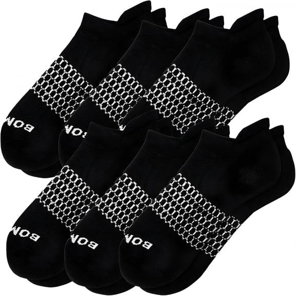TELOLY Men's Solids Ankle Large Socks, 6 Pairs Black Ankle Socks, Size 8-13