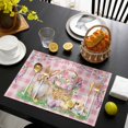 thumbnail image 3 of Happy Easter Placemats Set of 8, Spring Easter Eggs Bunny Floral Pink Plaid Placemats for Dining Table, Place Mats for Kitchen Tabletop, Waterproof Wipeable Dining Table Mats Set, 3 of 9
