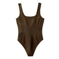 thumbnail image 5 of Women's Basic Sleeveless Bodysuit Tops Slimming Sexy Halter Neck Racerback Ribbed Knit Tank Tops Thong Leotard Jumpsuits Shapewear, 5 of 6