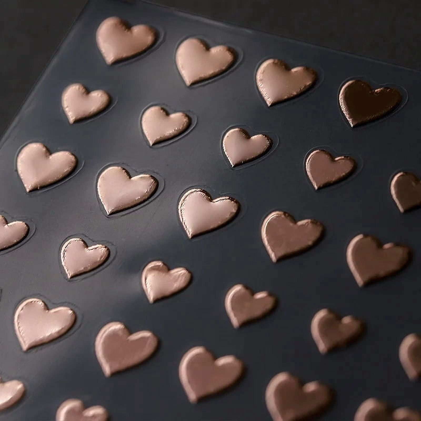 Cute Love Heart Bronzing 5D Self Adhesive Nail Art Decoration Stickers Laser Silver Rose Gold Nail Decals Wholesale Dropshipping