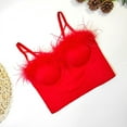 thumbnail image 5 of Cotton Wireless Bras for Women Seamless Bra Feature V-Neck Strapless Bra Style W-1204 Red M, 5 of 6