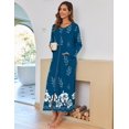 thumbnail image 3 of Ekouaer Women Long House Coat Zipper Front Robes Full Length Nightgowns with Pockets Striped Loungewear, 3 of 6