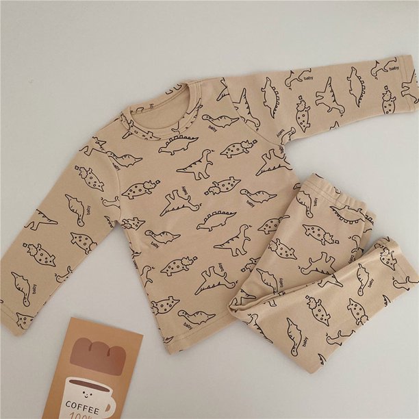 Spring Autumn Baby Clothing 0-2Y Infant Dinosaur Print Baby bodysuits With Hat Toddler Boys Girls Homewear Baby Longjohns Outfit