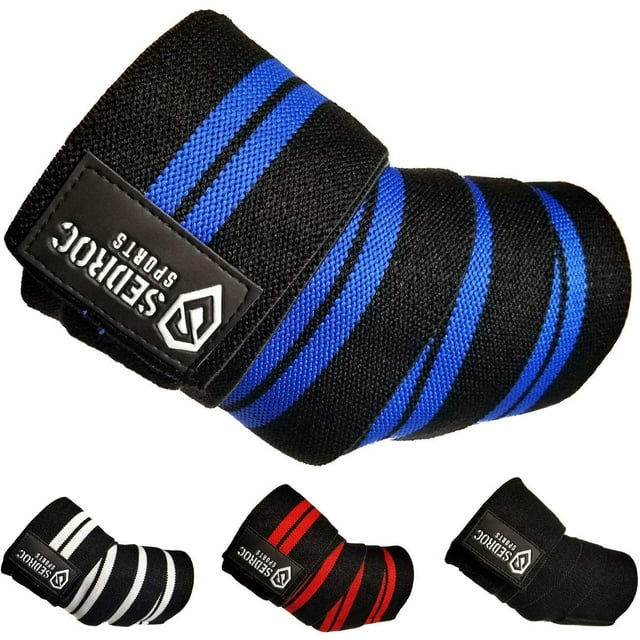 Sedroc Sports Weight Lifting Elbow Wraps Powerlifting Support Sleeves Straps - Pair