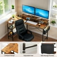 thumbnail image 3 of Jopath L Shaped Computer Desk with Power Outlets,47'' Reversible Gaming Desk,Corner Home Office Desk with Storage Shelves for Home Office, Bedroom, Small Space,Brown, 3 of 7