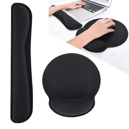 Keyboard Wrist Rest Pad - 2 in 1 Full Mouse Pad Included for Set - Memory Foam Cushion - Ergonomic Support - Prevent Carpal Tunnel & RSI When Typing on Computer, Mac &