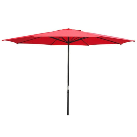 13'Aluminum Patio Market Umbrella Sun Shading Outdoor Garden Beach Red