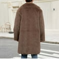 thumbnail image 5 of Men's Faux Fur Coat Mid Length Notch Lapel Collar Fluffy Jacket Long Trench Coat Cardigans Winter Warm Outerwear (XL, Brown), 5 of 7