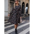 thumbnail image 5 of Women's Dresses Long Sleeve Flowy Floral Casual Midi Dresses,Navy L, 5 of 7