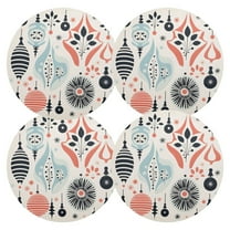 Ryvnso Leaves Pattern Bohomia Round Plate Mats Dining Table Placemat Set of 4 for Holiday Decoration