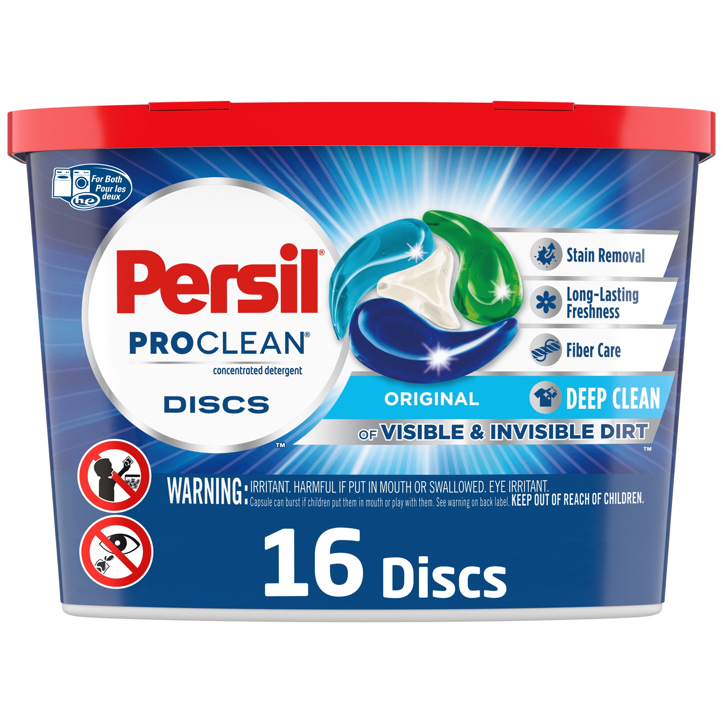 Persil Discs Laundry Detergent Pacs, Original Scent, High Efficiency (HE) Compatible, Laundry Soap, 16 Count