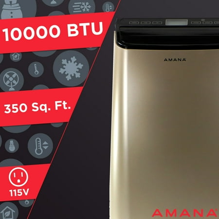 Amana - Portable Air Conditioner with Remote Control for Rooms up to 450-Sq. Ft. - Gold/Black