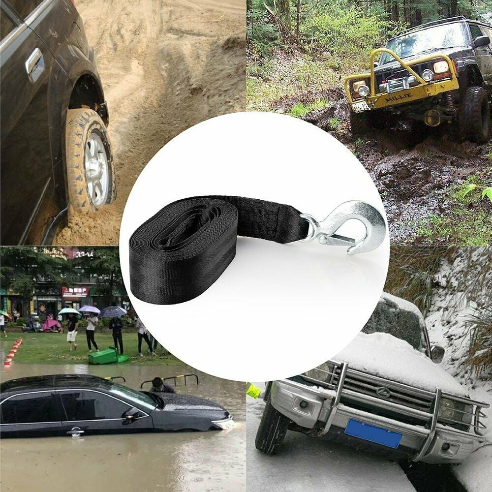 2' x 20' Trailer Winch Strap with Hook Suitable for Cars and Boats