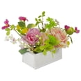 thumbnail image 3 of Northlight Artificial Roses and Peony Floral Arrangement in Planter - 14" - Pink and Yellow, 3 of 5