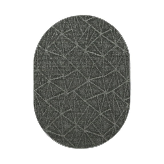 Furnish My Place Indoor/Outdoor Rug Gray 3' x 6', Oval, Made in Usa, Area Rugs Great for Kids, Pets, Event, Wedding