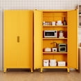 thumbnail image 6 of 61" High Metal Heavy Duty Storage Cabinet With 2 Doors and 3 Adjustable Shelves, 4-Tier Kitchen Food Storage Cabinet for Kitchen, Living Room, Office Yellow Size：61"H X 27.6"W X 13.8"D, 6 of 7