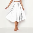 thumbnail image 4 of Generic Women's Faux Suede Elastic Waist Midi Long Skirts Casual A Line Flowy Summer Large Solid Skirt, 4 of 7