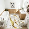 thumbnail image 2 of White and Gold Marble Pattern Bathroom Rug Set 4 Piece,Includes Contour,Lid Cover,Bath Mat,Non-Slip Extra Soft Absorbent Washable, 2 of 5