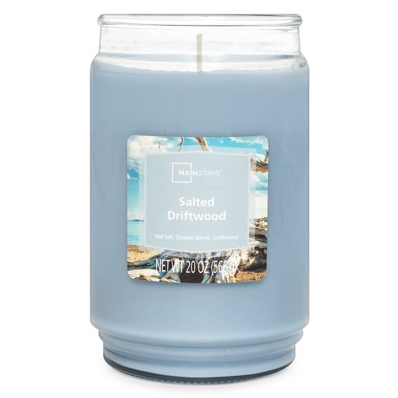 Mainstays Salted Driftwood Scented Glass Jar Candle, 20 oz
