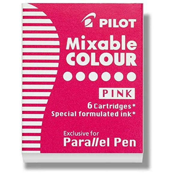2 PACK Pilot Parallel Pen Ink Refill Calligraphy Pens, Pink, 6 per Pack (77310)