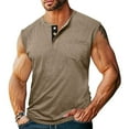 thumbnail image 2 of Men's Casual Sleeveless Henley Tank Top Summer Lightweight Breathable Button-Down Muscle Vest, 2 of 5