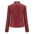 thumbnail image 5 of Lcziwo Baggy Leather Jacket for Women Motorcycle Biker Casual Trendy 2025 Jackets Long Sleeve Plain Outerwear Zip Up Standing Collar Cardigan Coats Wine,XXL, 5 of 5
