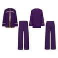 thumbnail image 7 of renvena Boys 2 Piece Worship Liturgical Outfits Long Sleeve Praise Dance Pullover Tops with Wide-Leg Pants Set Purple 12, 7 of 7