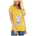 thumbnail image 2 of Hauts d'Été Grande Taille pour Femmes Tendance Femmes T-shirt à Col Rond Imprimé Lapin Pâques Manches Courtes Décontracté Ample Blouse T-shirt à Col en V Femmes en Liquidation, 2 of 8