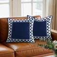 thumbnail image 6 of Throw Pillow Covers 20x20 Inch, Navy Blue Geometric Decorative Pillow Cases for Couch Sofa Bed, Modern Abstract Art Plaid Gingham Cotton Linen Square Home Decor Pillowcases with Hidden Zipper, 6 of 9