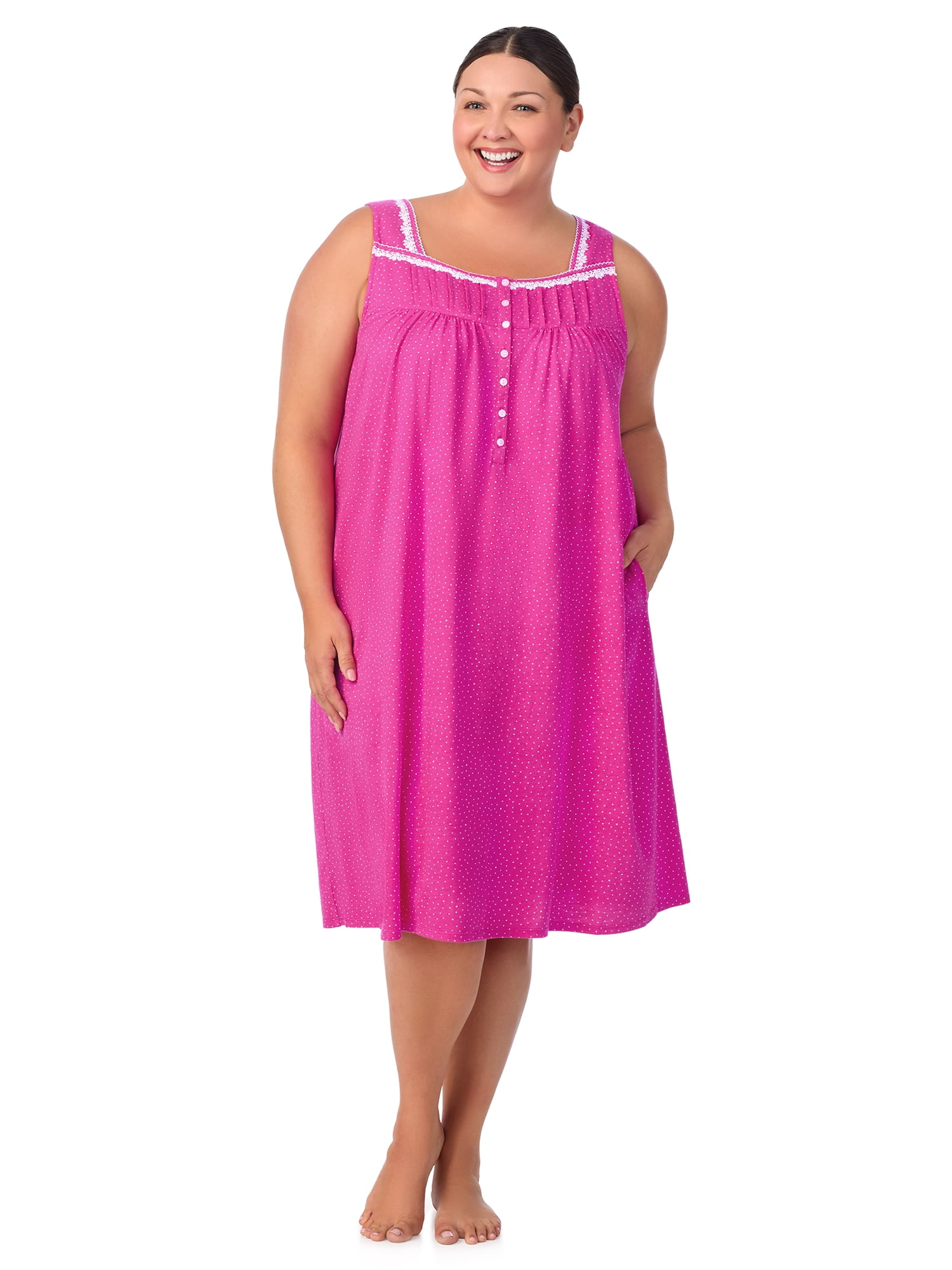 Aria Women's 100% Cotton Sleeveless 40" Nightgown, Sizes XS-5X