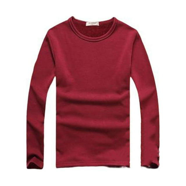 Sonducket Top básico para hombre, ropa interior de otoño, Base para clima frío, ropa de Color sólido, camiseta informal, deportes, ejercicio físico, Camisetas XXL Rojo Espesar Sonducket AP013161-16