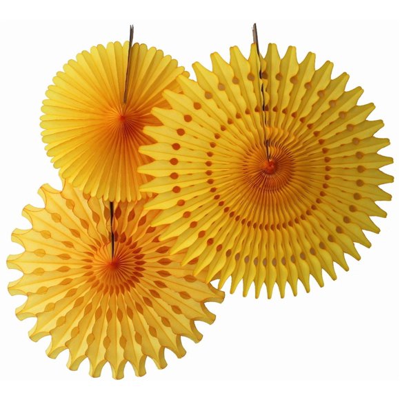 Ensemble de 3 Éventails en Nid d'Abeille, Or (13-21 Pouces)