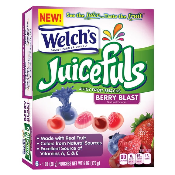 Welch's Juicefuls, Berry Blast Fruit Snacks, 1 Ounce, 6 Pouches