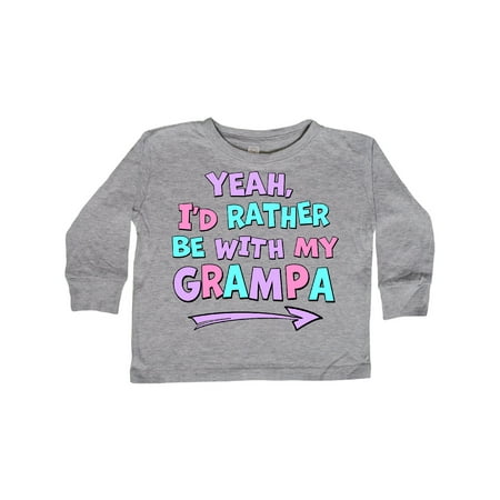 

Inktastic Yeah I d Rather be with My Grampa in Pink Blue and Purple Gift Toddler Boy or Toddler Girl Long Sleeve T-Shirt