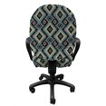 thumbnail image 3 of Ethnic Office Chair Slipcover, African Culture Style Funky Folk Geometric Hand Drawn Quirky Design, Protective Stretch Decorative Fabric Cover, Standard Size, Cadet Blue and Dark Brown, by Ambesonne, 3 of 5