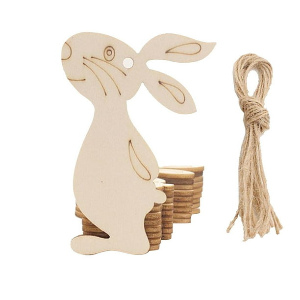 Xihbxyly Colgante de Conejito de Pascua, Decoración de Madera para Hacer Tú Mismo, Juego de 10 Piezas, Decoración Festiva para El Hogar, Exhibición de Mesa de Pascua, Celebración Familiar, Tamaño 6 X