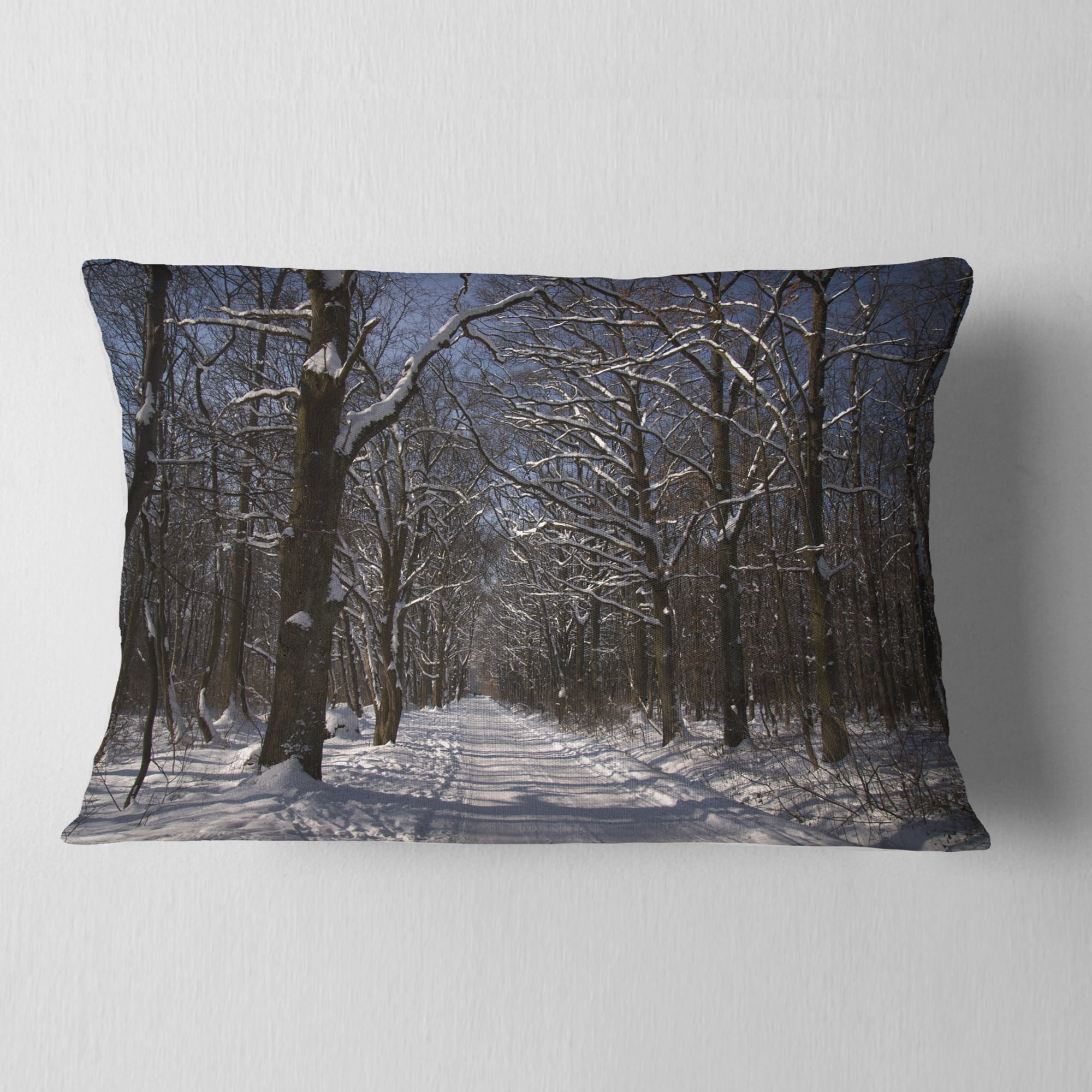 Designart 12" x 20" Blue Polyester Throw Pillow