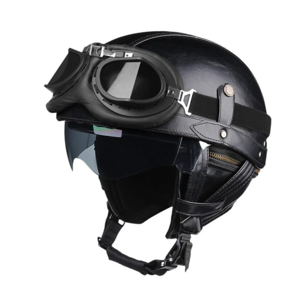 Casco de motocicleta Casco abierto Moderno Práctico Portátil Ligero Medio M negro