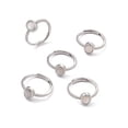 thumbnail image 2 of 5 pc Oval Natural Labradorite Adjustable Rings Platinum Tone Brass Jewelry for Women 1.3~2.3mm Inner Diameter: 17mm, 2 of 4