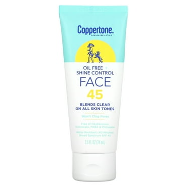 Coppertone, Sunscreen Lotion, Oil Free   Shine Control, Face, SPF 45, 2.5 fl oz (74 ml)