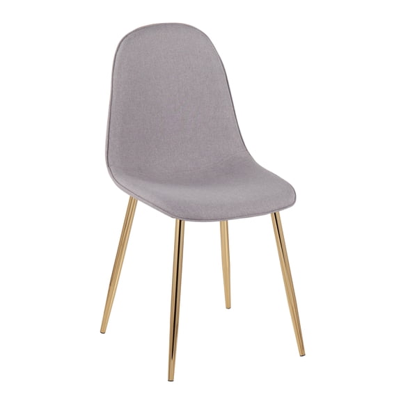 Nmkwnr Pack of 2 Upholstered Armless Side Chair with Gold Steel Legs, Linen Dining Chair for Living Room, Dining Room, Gray